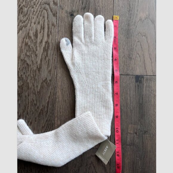J.Crew Ribbed Tech Touch Gloves NWT Merino Wool Alpaca Blend Ivory Winter Warm - Picture 5 of 6